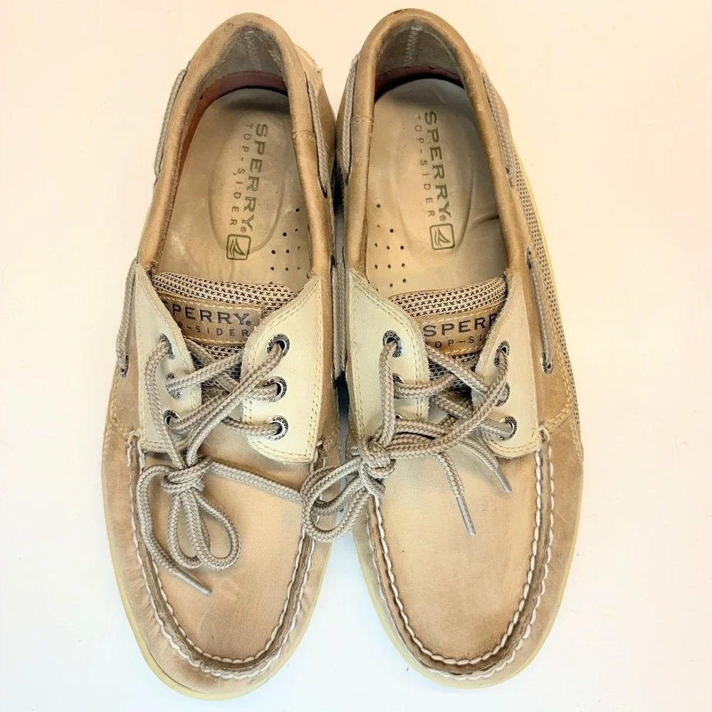 Sperry Top‎ Sider Billfish Boat Shoes Men's Brown Leather 3 Eye Deck Size 8.5 M